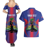 Haiti Pride Personalized Couples Matching Summer Maxi Dress and Hawaiian Shirt Neg Marron Haitian Heritage - Wonder Print Shop