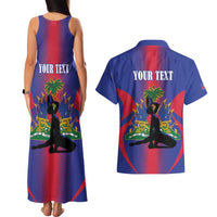 Haiti Pride Personalized Couples Matching Tank Maxi Dress and Hawaiian Shirt Neg Marron Haitian Heritage - Wonder Print Shop