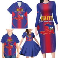 Haiti Pride Personalized Family Matching Long Sleeve Bodycon Dress and Hawaiian Shirt Neg Marron Haitian Heritage - Wonder Print Shop