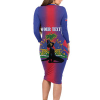 Haiti Pride Personalized Family Matching Long Sleeve Bodycon Dress and Hawaiian Shirt Neg Marron Haitian Heritage - Wonder Print Shop