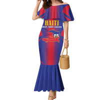 Haiti Pride Personalized Family Matching Mermaid Dress and Hawaiian Shirt Neg Marron Haitian Heritage - Wonder Print Shop