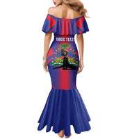Haiti Pride Personalized Family Matching Mermaid Dress and Hawaiian Shirt Neg Marron Haitian Heritage - Wonder Print Shop