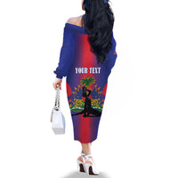 Haiti Pride Personalized Family Matching Off The Shoulder Long Sleeve Dress and Hawaiian Shirt Neg Marron Haitian Heritage - Wonder Print Shop
