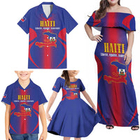 Haiti Pride Personalized Family Matching Off Shoulder Maxi Dress and Hawaiian Shirt Neg Marron Haitian Heritage - Wonder Print Shop