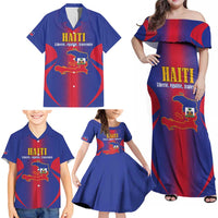Haiti Pride Personalized Family Matching Off Shoulder Maxi Dress and Hawaiian Shirt Neg Marron Haitian Heritage - Wonder Print Shop