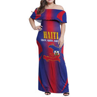 Haiti Pride Personalized Family Matching Off Shoulder Maxi Dress and Hawaiian Shirt Neg Marron Haitian Heritage - Wonder Print Shop