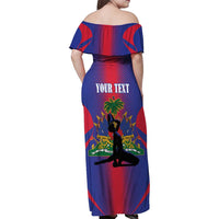 Haiti Pride Personalized Family Matching Off Shoulder Maxi Dress and Hawaiian Shirt Neg Marron Haitian Heritage - Wonder Print Shop