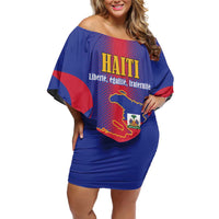 Haiti Pride Personalized Family Matching Off Shoulder Short Dress and Hawaiian Shirt Neg Marron Haitian Heritage - Wonder Print Shop