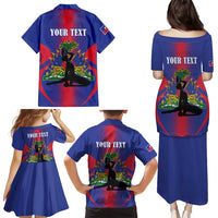 Haiti Pride Personalized Family Matching Puletasi and Hawaiian Shirt Neg Marron Haitian Heritage - Wonder Print Shop
