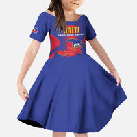 Haiti Pride Personalized Family Matching Short Sleeve Bodycon Dress and Hawaiian Shirt Neg Marron Haitian Heritage - Wonder Print Shop