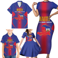 Haiti Pride Personalized Family Matching Short Sleeve Bodycon Dress and Hawaiian Shirt Neg Marron Haitian Heritage - Wonder Print Shop
