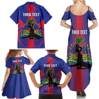 Haiti Pride Personalized Family Matching Summer Maxi Dress and Hawaiian Shirt Neg Marron Haitian Heritage - Wonder Print Shop