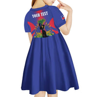 Haiti Pride Personalized Kid Short Sleeve Dress Neg Marron Haitian Heritage - Wonder Print Shop