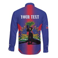 Haiti Pride Personalized Long Sleeve Button Shirt Neg Marron Haitian Heritage - Wonder Print Shop