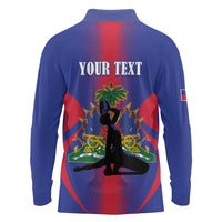 Haiti Pride Personalized Long Sleeve Polo Shirt Neg Marron Haitian Heritage - Wonder Print Shop