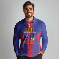 Haiti Pride Personalized Long Sleeve Polo Shirt Neg Marron Haitian Heritage - Wonder Print Shop