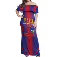 Haiti Pride Personalized Off Shoulder Maxi Dress Neg Marron Haitian Heritage - Wonder Print Shop