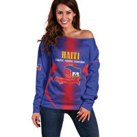 Haiti Pride Personalized Off Shoulder Sweater Neg Marron Haitian Heritage - Wonder Print Shop