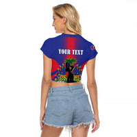 Haiti Pride Personalized Raglan Cropped T Shirt Neg Marron Haitian Heritage - Wonder Print Shop