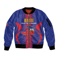 Haiti Pride Personalized Sleeve Zip Bomber Jacket Neg Marron Haitian Heritage - Wonder Print Shop