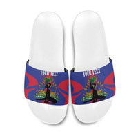 Haiti Pride Personalized Slide Sandals Neg Marron Haitian Heritage - Wonder Print Shop