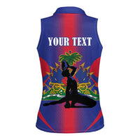 Haiti Pride Personalized Women Sleeveless Polo Shirt Neg Marron Haitian Heritage - Wonder Print Shop