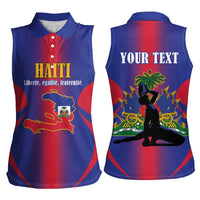 Haiti Pride Personalized Women Sleeveless Polo Shirt Neg Marron Haitian Heritage - Wonder Print Shop