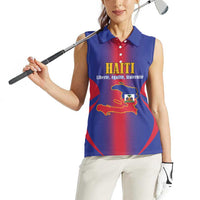 Haiti Pride Personalized Women Sleeveless Polo Shirt Neg Marron Haitian Heritage - Wonder Print Shop