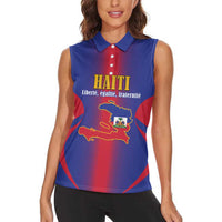 Haiti Pride Personalized Women Sleeveless Polo Shirt Neg Marron Haitian Heritage - Wonder Print Shop