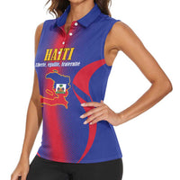 Haiti Pride Personalized Women Sleeveless Polo Shirt Neg Marron Haitian Heritage - Wonder Print Shop