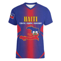 Haiti Pride Personalized Women V-Neck T-Shirt Neg Marron Haitian Heritage - Wonder Print Shop