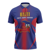 Haiti Pride Personalized Zipper Polo Shirt Neg Marron Haitian Heritage - Wonder Print Shop