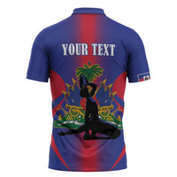 Haiti Pride Personalized Zipper Polo Shirt Neg Marron Haitian Heritage - Wonder Print Shop