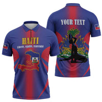Haiti Pride Personalized Zipper Polo Shirt Neg Marron Haitian Heritage - Wonder Print Shop