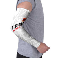 Custom Albania Football Pride Arm Sleeves Kuqezinjte Eagle White Version - Wonder Print Shop