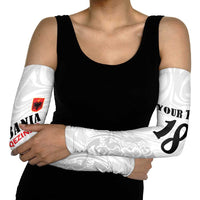 Custom Albania Football Pride Arm Sleeves Kuqezinjte Eagle White Version - Wonder Print Shop