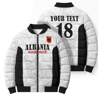 Custom Albania Football Pride Bomber Puffer Jacket Kuqezinjte Eagle White Version - Wonder Print Shop