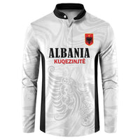 Custom Albania Football Pride Button Sweatshirt Kuqezinjte Eagle White Version - Wonder Print Shop