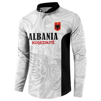 Custom Albania Football Pride Button Sweatshirt Kuqezinjte Eagle White Version - Wonder Print Shop