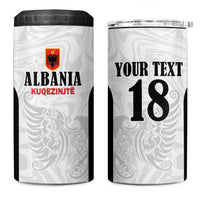 Custom Albania Football Pride 4 in 1 Can Cooler Tumbler Kuqezinjte Eagle White Version - Wonder Print Shop