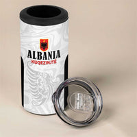 Custom Albania Football Pride 4 in 1 Can Cooler Tumbler Kuqezinjte Eagle White Version - Wonder Print Shop