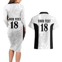 Custom Albania Football Pride Couples Matching Long Sleeve Bodycon Dress and Hawaiian Shirt Kuqezinjte Eagle White Version - Wonder Print Shop