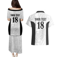 Custom Albania Football Pride Couples Matching Puletasi and Hawaiian Shirt Kuqezinjte Eagle White Version - Wonder Print Shop