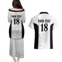 Custom Albania Football Pride Couples Matching Puletasi and Hawaiian Shirt Kuqezinjte Eagle White Version - Wonder Print Shop