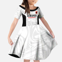 Custom Albania Football Pride Family Matching Long Sleeve Bodycon Dress and Hawaiian Shirt Kuqezinjte Eagle White Version - Wonder Print Shop