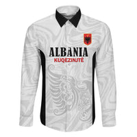Custom Albania Football Pride Family Matching Long Sleeve Bodycon Dress and Hawaiian Shirt Kuqezinjte Eagle White Version - Wonder Print Shop