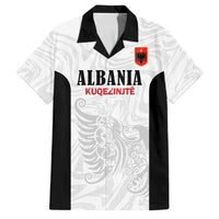 Custom Albania Football Pride Family Matching Off The Shoulder Long Sleeve Dress and Hawaiian Shirt Kuqezinjte Eagle White Version - Wonder Print Shop