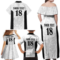 Custom Albania Football Pride Family Matching Off Shoulder Maxi Dress and Hawaiian Shirt Kuqezinjte Eagle White Version - Wonder Print Shop
