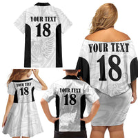 Custom Albania Football Pride Family Matching Off Shoulder Short Dress and Hawaiian Shirt Kuqezinjte Eagle White Version - Wonder Print Shop