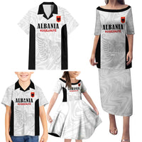 Custom Albania Football Pride Family Matching Puletasi and Hawaiian Shirt Kuqezinjte Eagle White Version - Wonder Print Shop